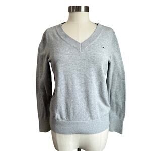 Vineyard Vines V Neck Academia Preppy Gray Sweater Size Small